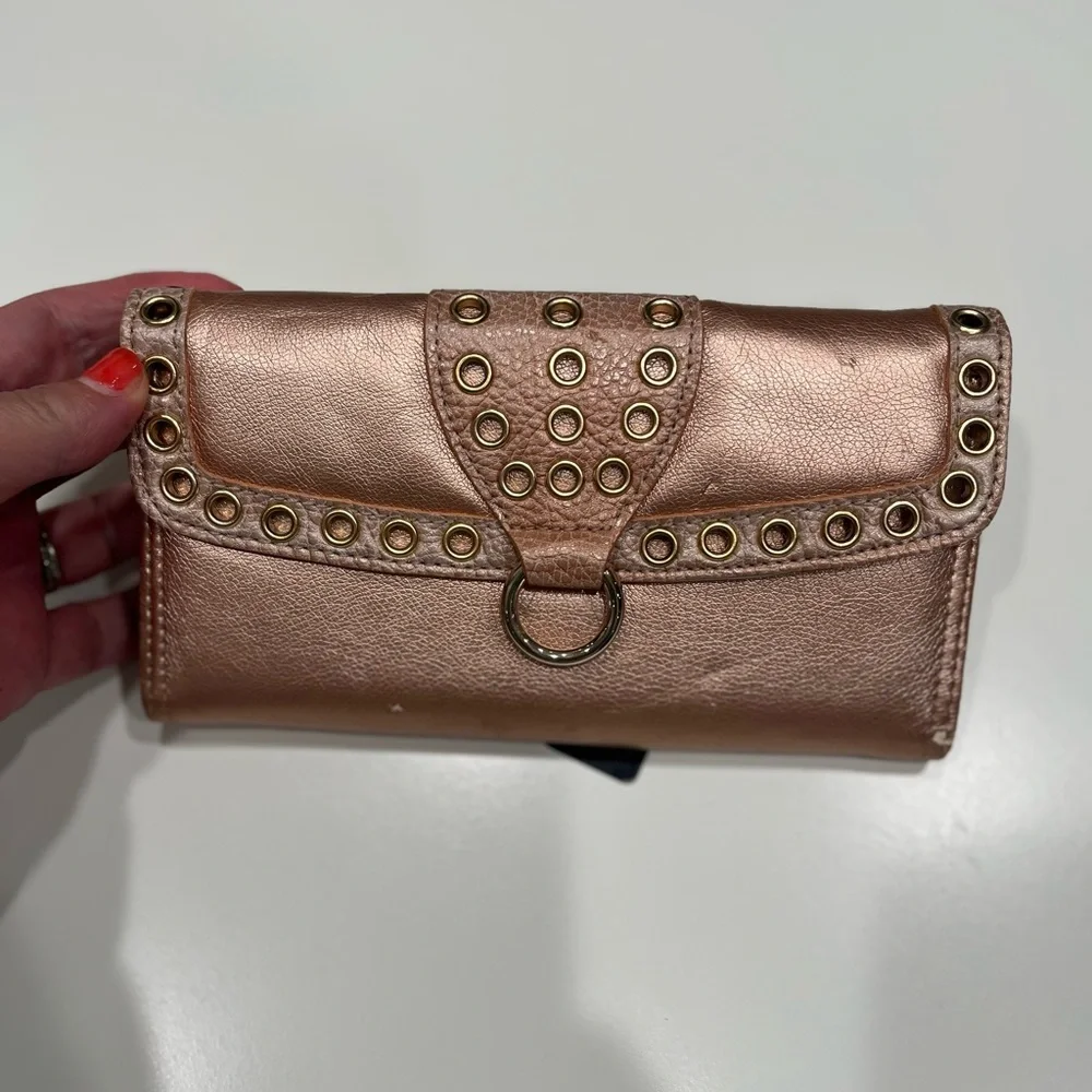 Mercer & Madison Blush Metallic Wallet Clutch with Gold Grommets - Picture 12 of 12